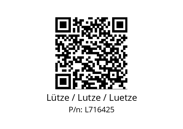   Lütze / Lutze / Luetze L716425