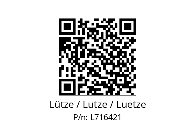   Lütze / Lutze / Luetze L716421