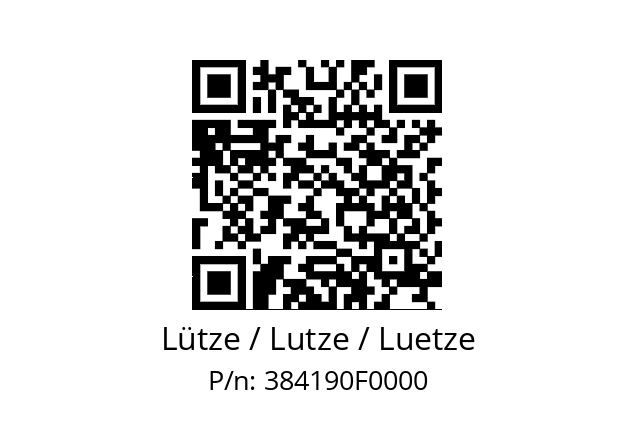   Lütze / Lutze / Luetze 384190F0000