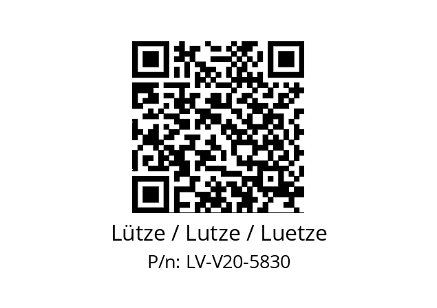   Lütze / Lutze / Luetze LV-V20-5830