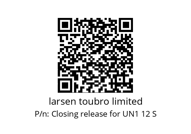   larsen toubro limited Closing release for UN1 12 S