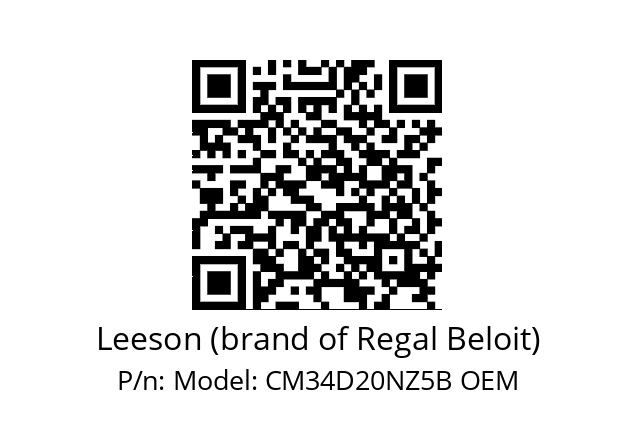   Leeson (brand of Regal Beloit) Model: CM34D20NZ5B OEM