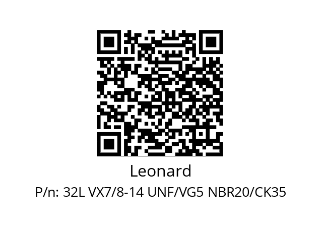   Leonard 32L VX7/8-14 UNF/VG5 NBR20/CK35