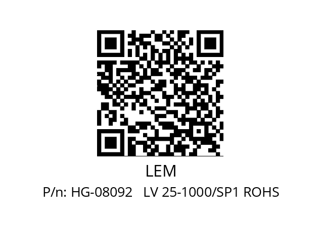   LEM HG-08092   LV 25-1000/SP1 ROHS