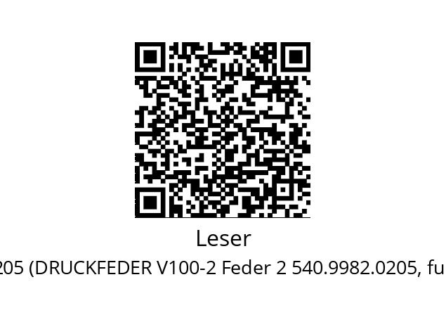   Leser 540.9982.0205 (DRUCKFEDER V100-2 Feder 2 540.9982.0205, fur Art. 4577.6345)