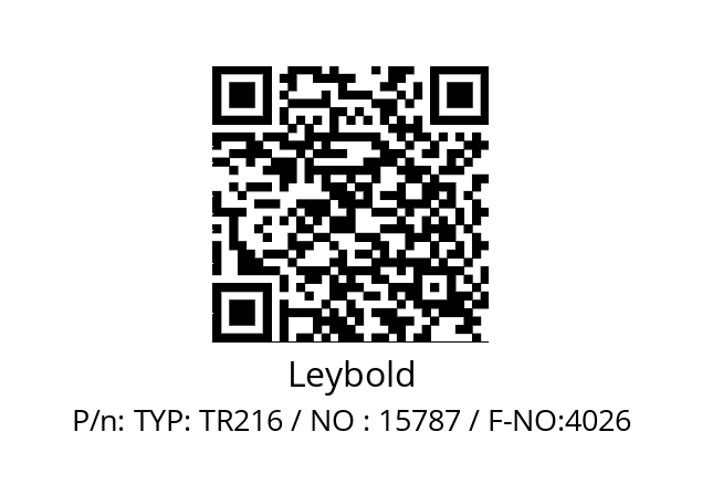   Leybold TYP: TR216 / NO : 15787 / F-NO:4026