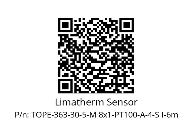   Limatherm Sensor TOPE-363-30-5-M 8x1-PT100-A-4-S I-6m