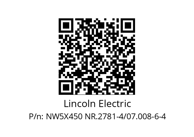   Lincoln Electric NW5X450 NR.2781-4/07.008-6-4