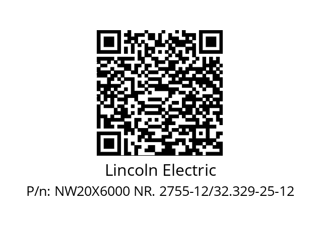   Lincoln Electric NW20X6000 NR. 2755-12/32.329-25-12