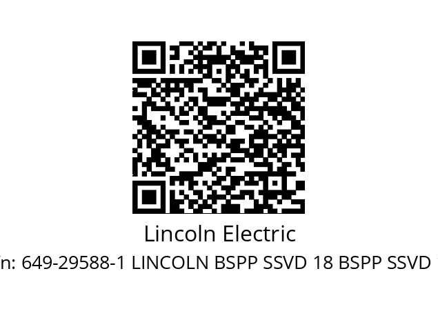   Lincoln Electric 649-29588-1 LINCOLN BSPP SSVD 18 BSPP SSVD 18