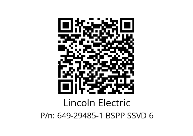   Lincoln Electric 649-29485-1 BSPP SSVD 6