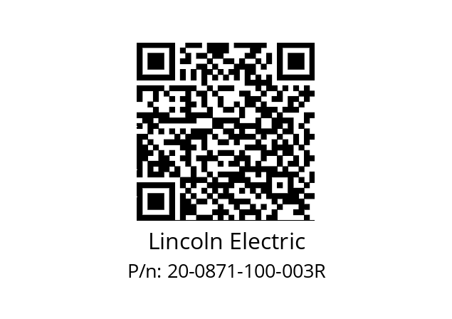   Lincoln Electric 20-0871-100-003R