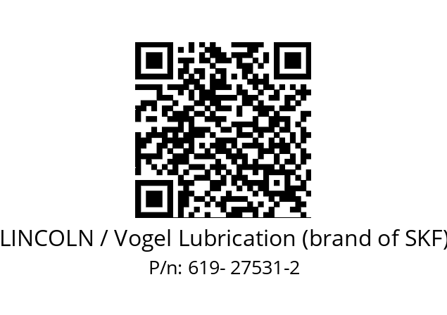   LINCOLN / Vogel Lubrication (brand of SKF) 619- 27531-2