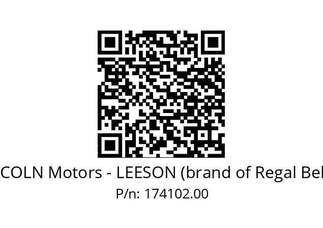   LINCOLN Motors - LEESON (brand of Regal Beloit) 174102.00