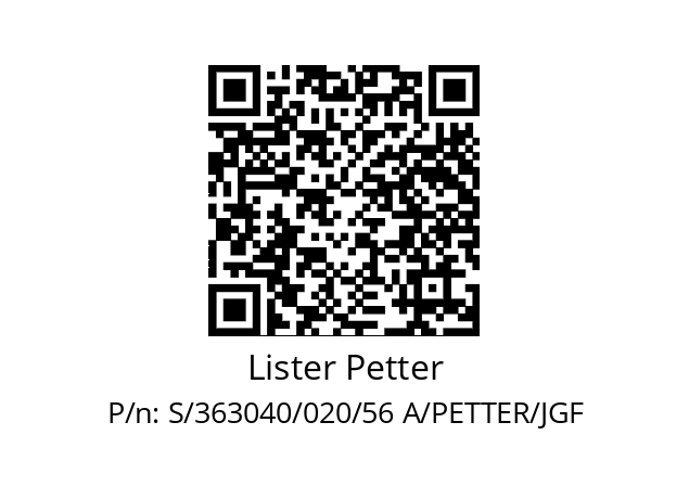   Lister Petter S/363040/020/56 A/PETTER/JGF