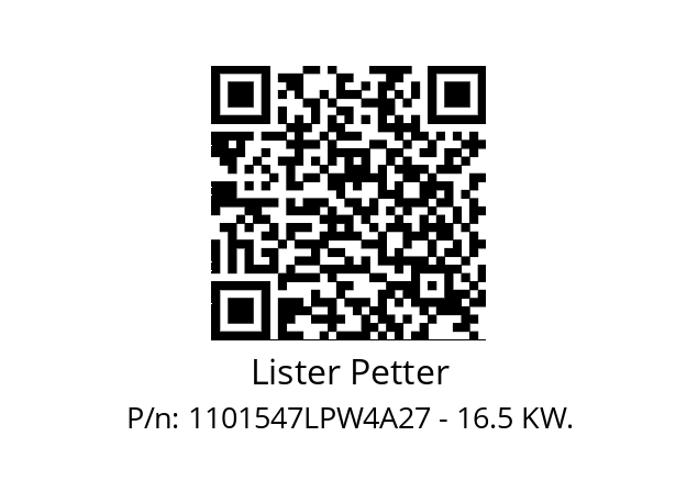   Lister Petter 1101547LPW4A27 - 16.5 KW.