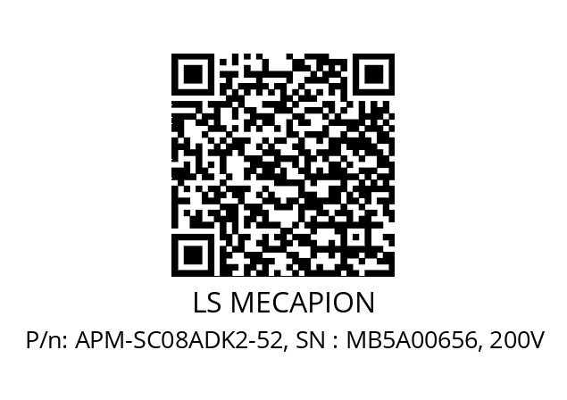   LS MECAPION APM-SC08ADK2-52, SN : MB5A00656, 200V