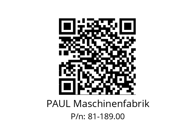   PAUL Maschinenfabrik 81-189.00