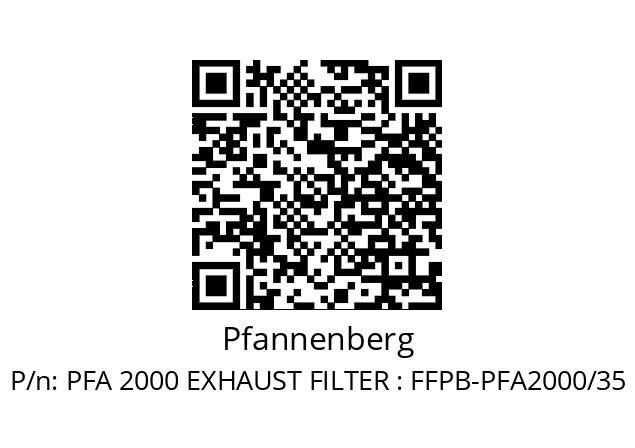   Pfannenberg PFA 2000 EXHAUST FILTER : FFPB-PFA2000/35