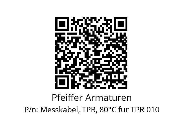   Pfeiffer Armaturen Messkabel, TPR, 80°C fur TPR 010