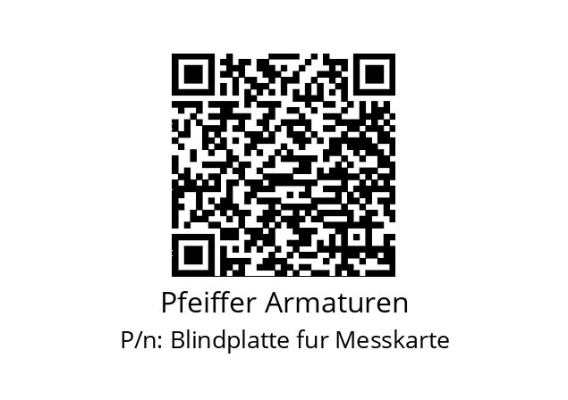   Pfeiffer Armaturen Blindplatte fur Messkarte