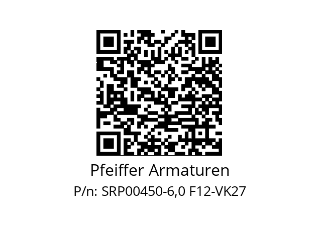   Pfeiffer Armaturen SRP00450-6,0 F12-VK27