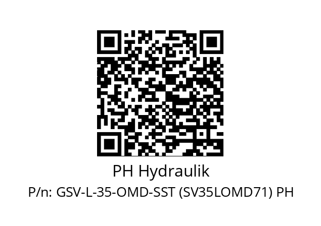   PH Hydraulik GSV-L-35-OMD-SST (SV35LOMD71) PH