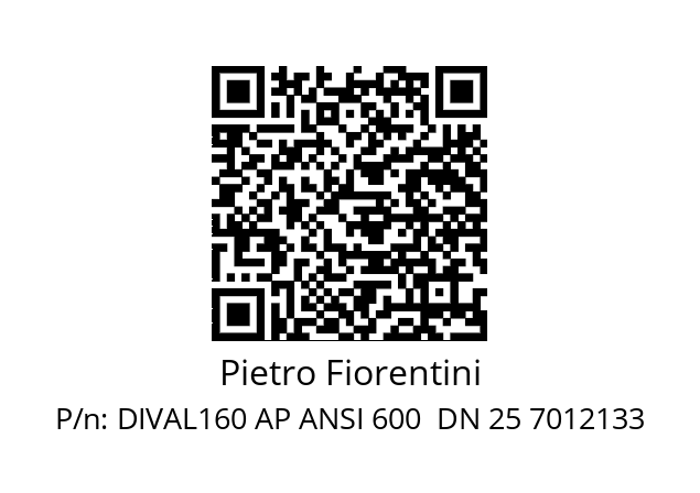   Pietro Fiorentini DIVAL160 AP ANSI 600  DN 25 7012133