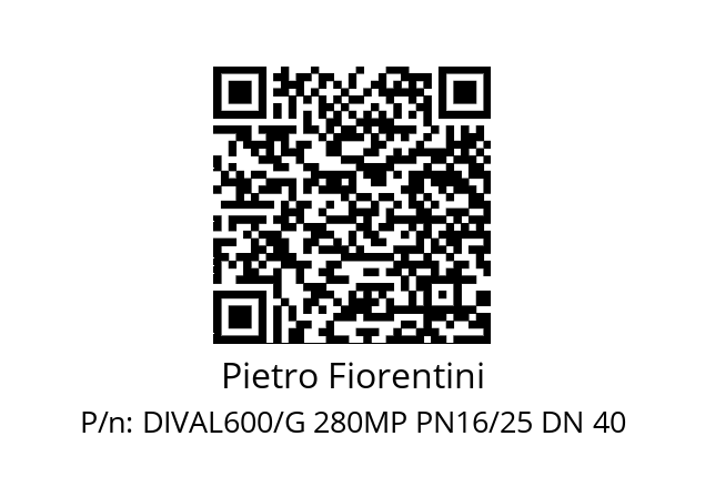   Pietro Fiorentini DIVAL600/G 280MP PN16/25 DN 40