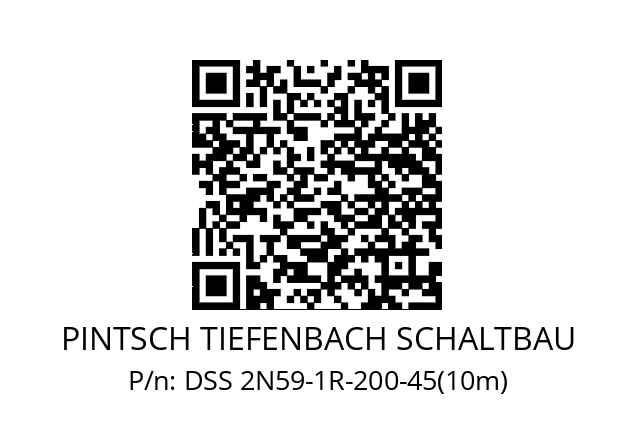   PINTSCH TIEFENBACH SCHALTBAU DSS 2N59-1R-200-45(10m)