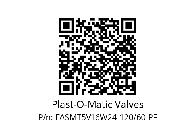   Plast-O-Matic Valves EASMT5V16W24-120/60-PF