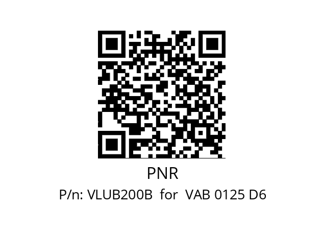   PNR VLUB200B  for  VAB 0125 D6