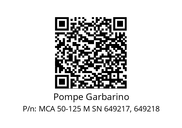   Pompe Garbarino MCA 50-125 M SN 649217, 649218