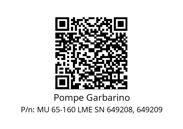   Pompe Garbarino MU 65-160 LME SN 649208, 649209