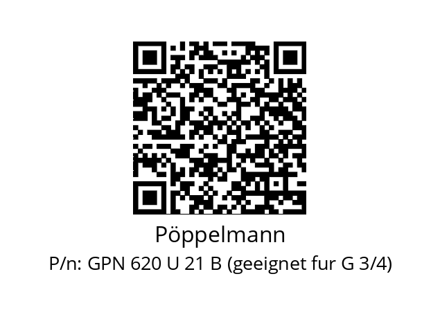   Pöppelmann GPN 620 U 21 B (geeignet fur G 3/4)