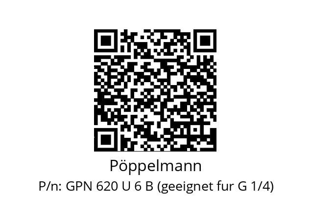   Pöppelmann GPN 620 U 6 B (geeignet fur G 1/4)