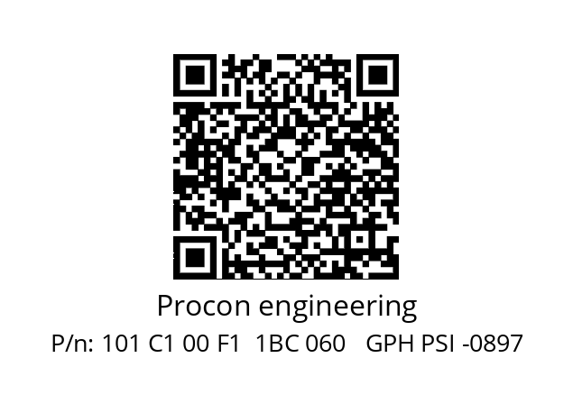   Procon engineering 101 C1 00 F1  1BC 060   GPH PSI -0897