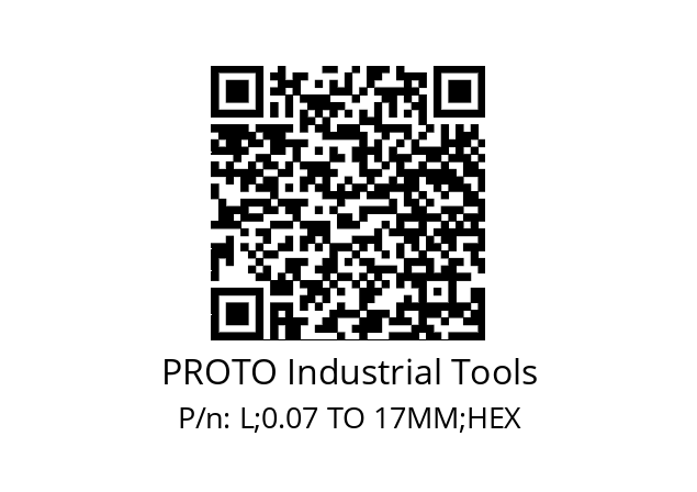   PROTO Industrial Tools L;0.07 TO 17MM;HEX