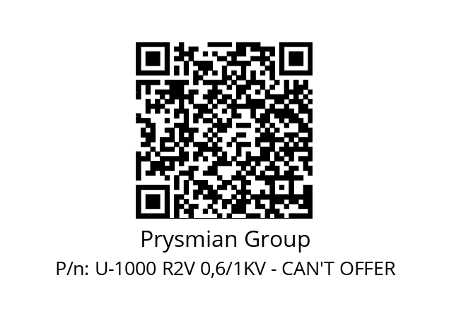   Prysmian Group U-1000 R2V 0,6/1KV - CAN'T OFFER