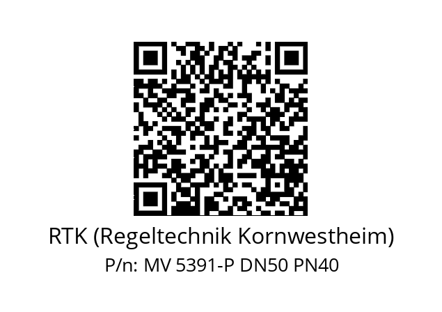   RTK (Regeltechnik Kornwestheim) MV 5391-P DN50 PN40