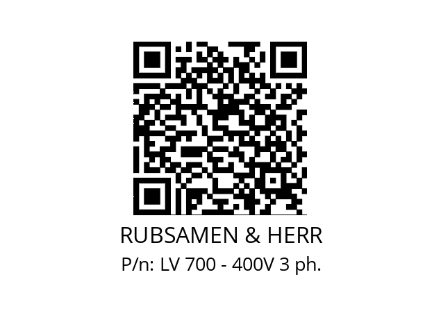   RUBSAMEN & HERR LV 700 - 400V 3 ph.