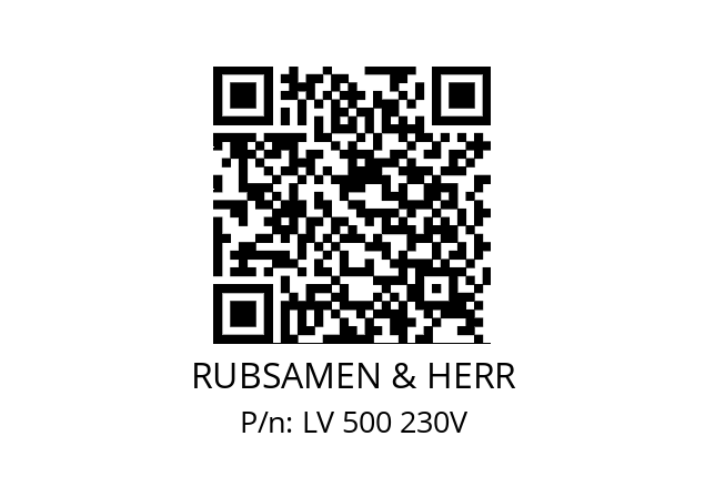   RUBSAMEN & HERR LV 500 230V