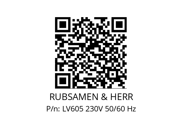   RUBSAMEN & HERR LV605 230V 50/60 Hz