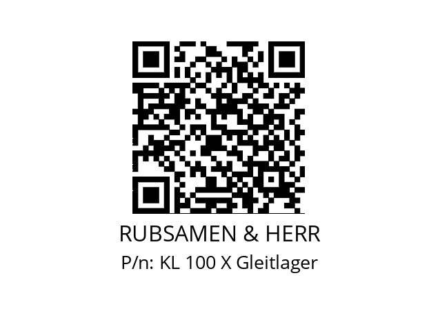   RUBSAMEN & HERR KL 100 X Gleitlager