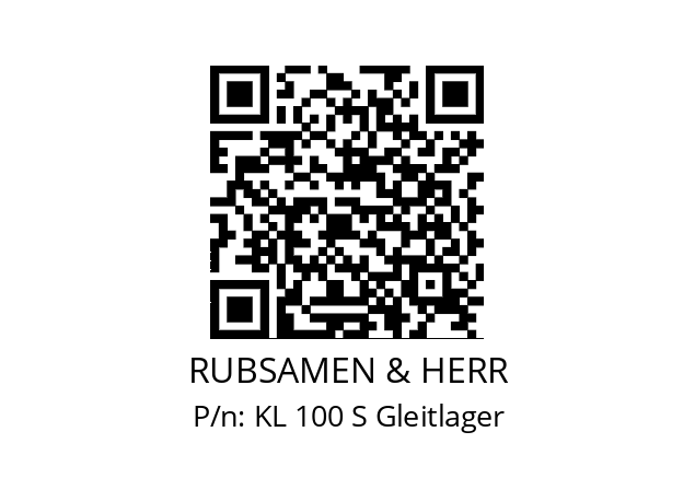   RUBSAMEN & HERR KL 100 S Gleitlager