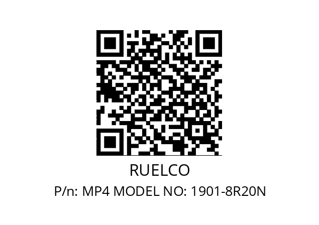   RUELCO MP4 MODEL NO: 1901-8R20N