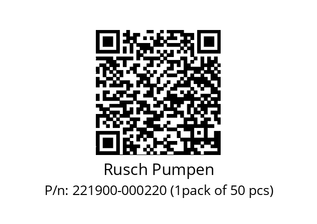   Rusch Pumpen 221900-000220 (1pack of 50 pcs)