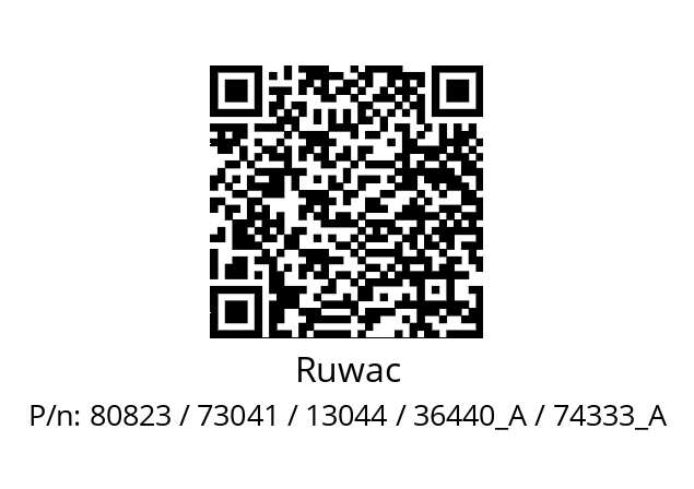   Ruwac 80823 / 73041 / 13044 / 36440_A / 74333_A