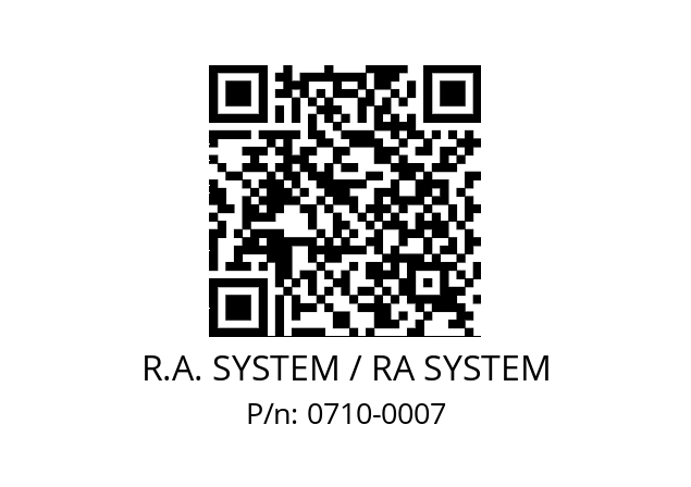   R.A. SYSTEM / RA SYSTEM 0710-0007