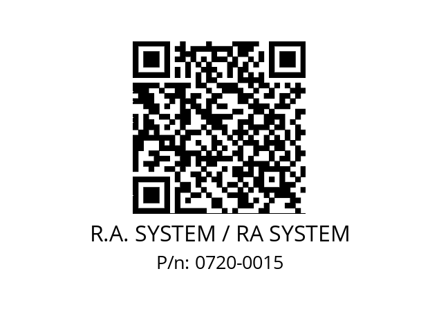   R.A. SYSTEM / RA SYSTEM 0720-0015